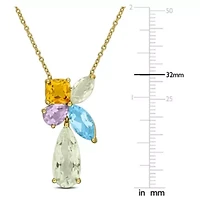 Muti-Gemstone Pendant With Chain in Yellow Plated Sterling Silver, 17-in