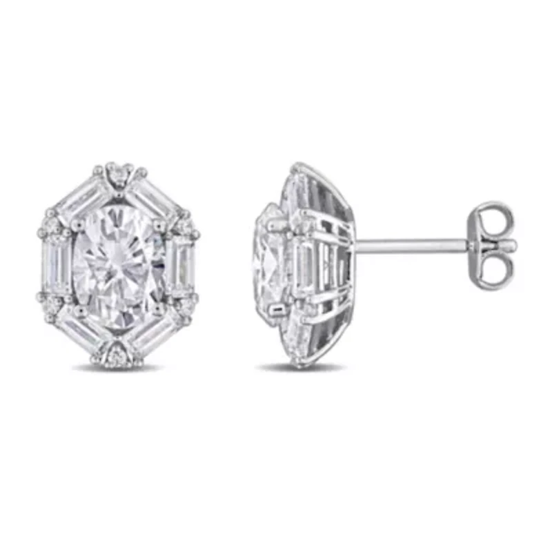 Lab Created Created White Moissanite Earrings in Sterling Silver