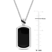 Black Diamond Men's Pendant with Chain in Sterling Silver