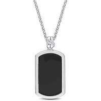 Diamond Men's Pendant with Chain in Sterling Silver