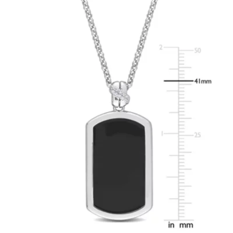 Diamond Men's Pendant with Chain in Sterling Silver