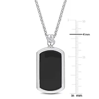 Diamond Men's Pendant with Chain in Sterling Silver
