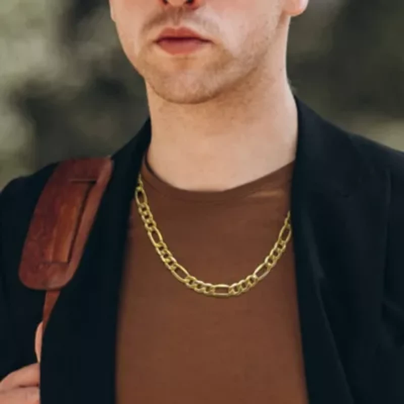 Men's 8.3mm Figaro Necklace in 10K Yellow Gold
