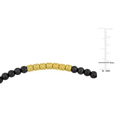 4mm Black Titanium Elastic Men's Bracelet in Yellow Plated Sterling Silver