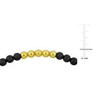 6mm Black Titanium Elastic Men's Bracelet in Yellow Plated Sterling Silver