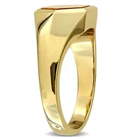 Tiger Eye Men's Ring Yellow Plated Sterling Silver