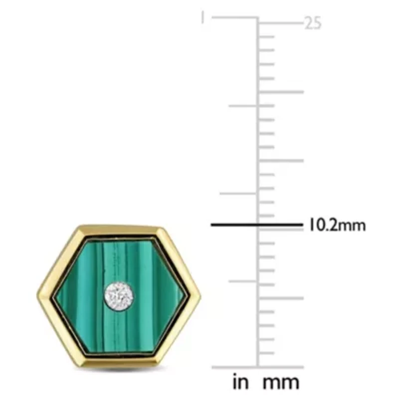 Gemstone & Diamond Accent Hexagon Earrings in Yellow Plated Sterling Silver