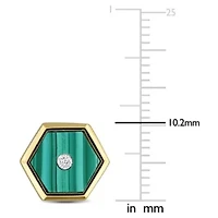 Gemstone & Diamond Accent Hexagon Earrings in Yellow Plated Sterling Silver