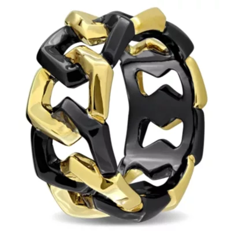 Men's Eternity Ring Yellow Plated Sterling Silver