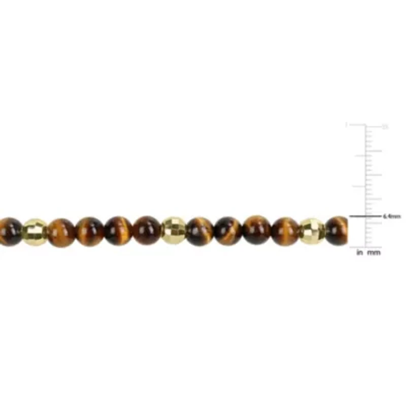 Tiger Eye Men's Bracelet in Yellow Plated Sterling Silver