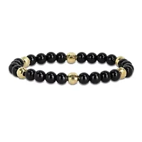 Black Agate Men's Bracelet in Yellow Plated Sterling Silver