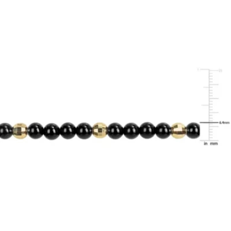 Black Agate Men's Bracelet in Yellow Plated Sterling Silver