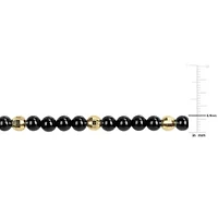 Black Agate Men's Bracelet in Yellow Plated Sterling Silver