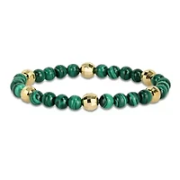 Malachite Men's Bracelet in Yellow Plated Sterling Silver