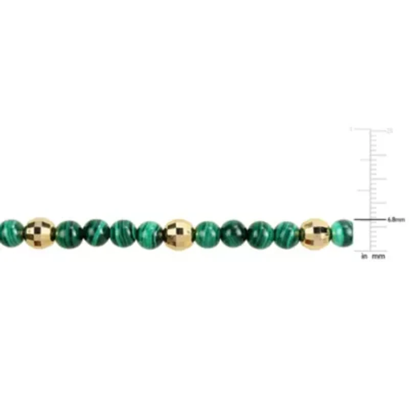 Malachite Men's Bracelet in Yellow Plated Sterling Silver