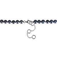 Black Diamond & 7–7.5mm Black Freshwater Cultured Pearl Men's Necklace in Sterling Silver