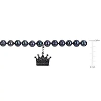 Black Diamond & 7–7.5mm Black Freshwater Cultured Pearl Men's Necklace in Sterling Silver