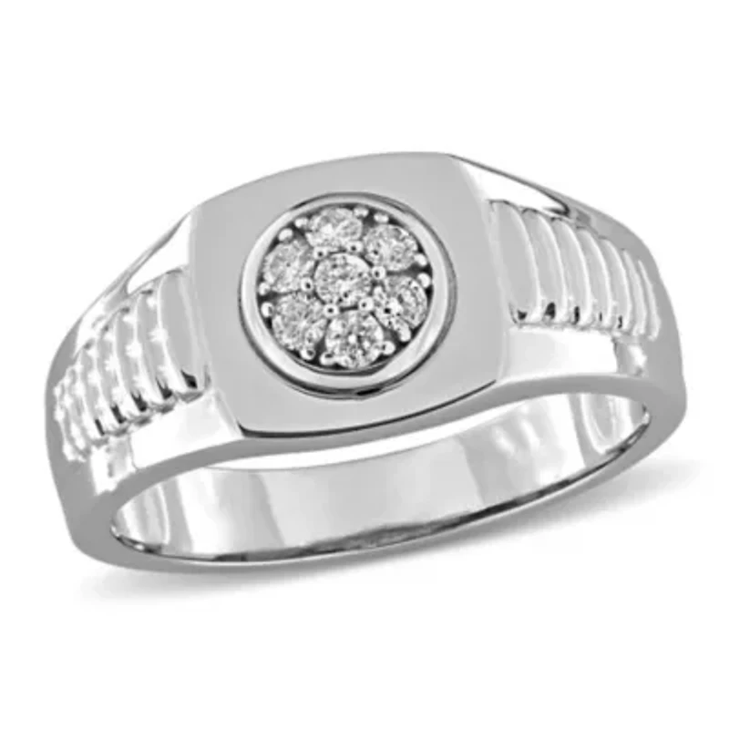 Diamond Men's Ring 10K White Gold