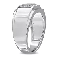 Diamond Men's Halo Ring 10K White Gold