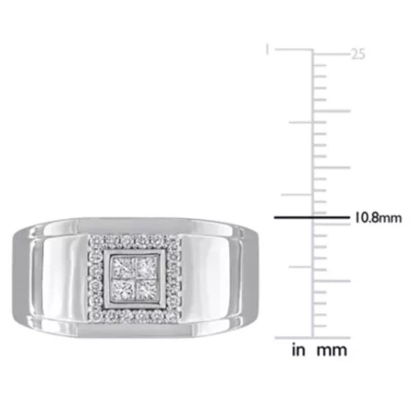 Diamond Men's Halo Ring 10K White Gold
