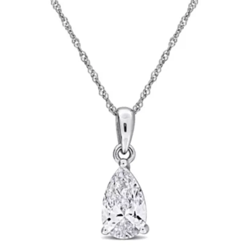 Lab Created Lab Grown Diamond Pendant With Chain in 10k White Gold, 17"