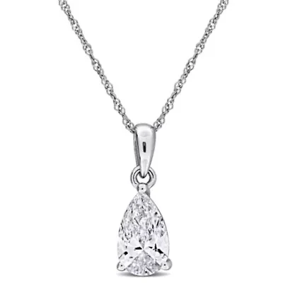 Lab Created Lab Grown Diamond Pendant With Chain in 10k White Gold, 17"