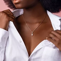 Lab Created Lab Grown Diamond Pendant With Chain in 10k White Gold, 17"