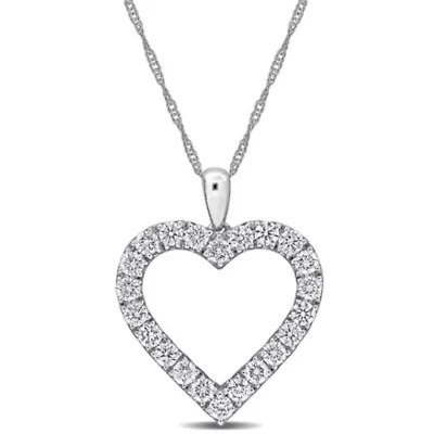 Lab Created Lab Grown Diamond Pendant With Chain in 14k White Gold, 17"