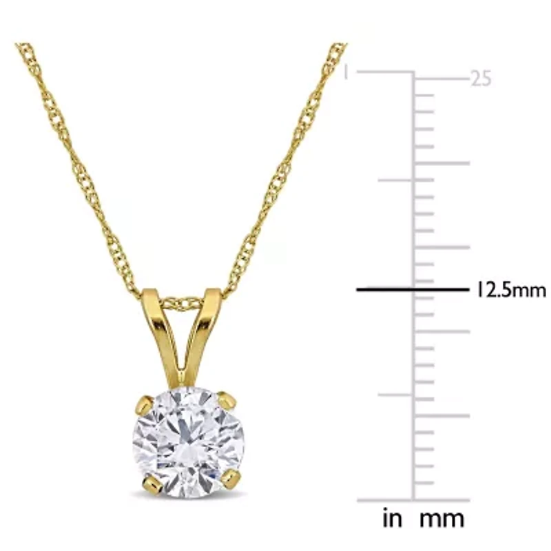 Lab Created Lab Grown Diamond Solitaire Pendant with chain in 14K Yellow Gold, 17"