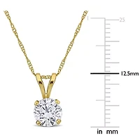 Lab Created Lab Grown Diamond Solitaire Pendant with chain in 14K Yellow Gold, 17"