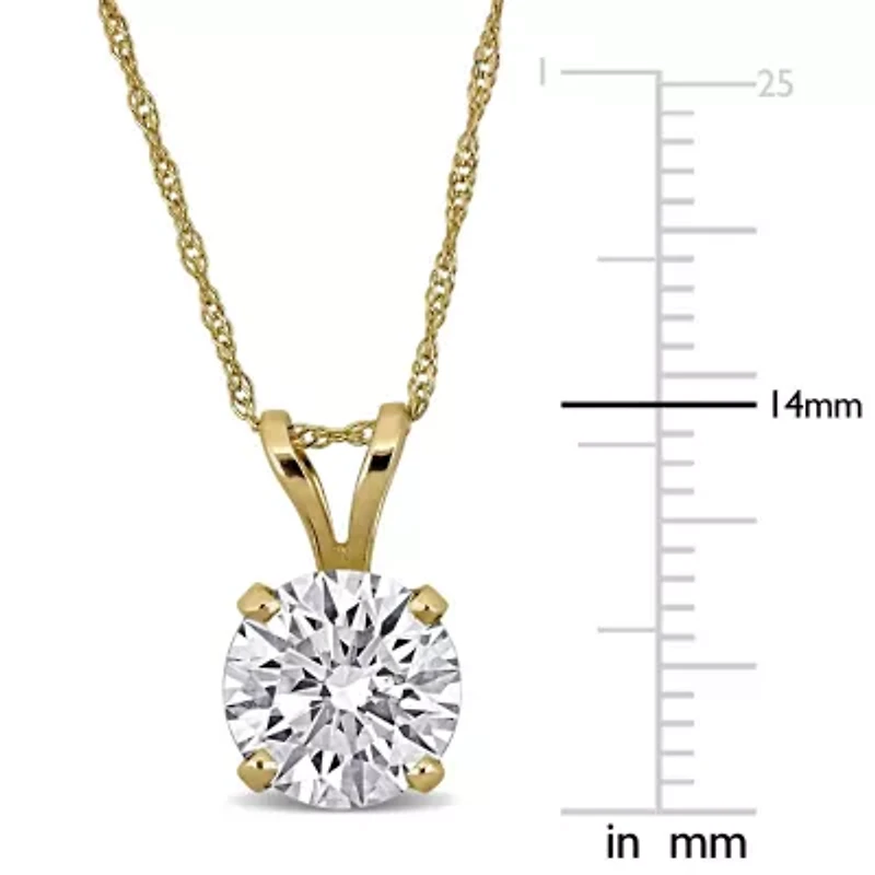 Lab Created Lab Grown Diamond Solitaire Pendant with chain in 14K Yellow Gold, 18"