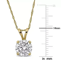 Lab Created Lab Grown Diamond Solitaire Pendant with chain in 14K Yellow Gold, 18"