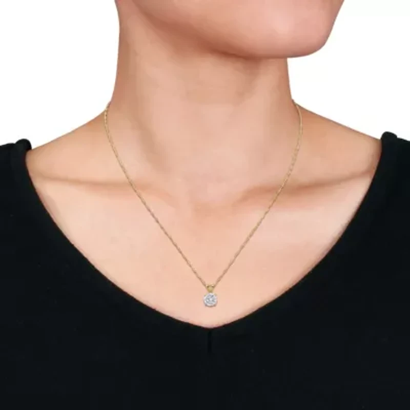 Lab Created Lab Grown Diamond Solitaire Pendant with chain in 14K Yellow Gold, 18"