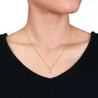 Lab Created Lab Grown Diamond Solitaire Pendant with chain in 14K Yellow Gold, 18"