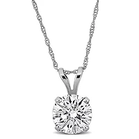Lab Created Grown Diamond Solitaire Pendant with Chain 14K Gold