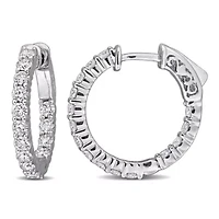 Lab Created Lab Grown Diamond Hoop Earrings in 14k White Gold