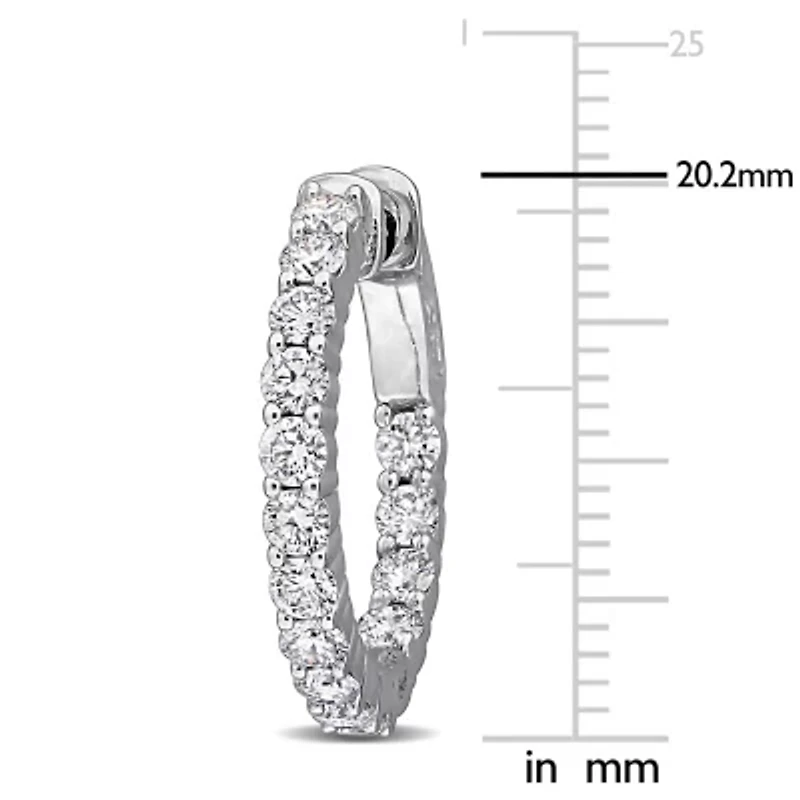 Lab Created Lab Grown Diamond Hoop Earrings in 14k White Gold