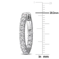 Lab Created Lab Grown Diamond Hoop Earrings in 14k White Gold