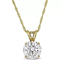 Lab Grown Diamond Solitaire Pendant With Chain in 14k Yellow Gold- 18 in