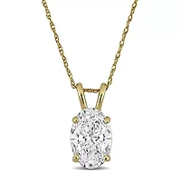 Lab Created Lab Grown Diamond Solitaire Pendant With Chain in 14k Yellow Gold, 17"