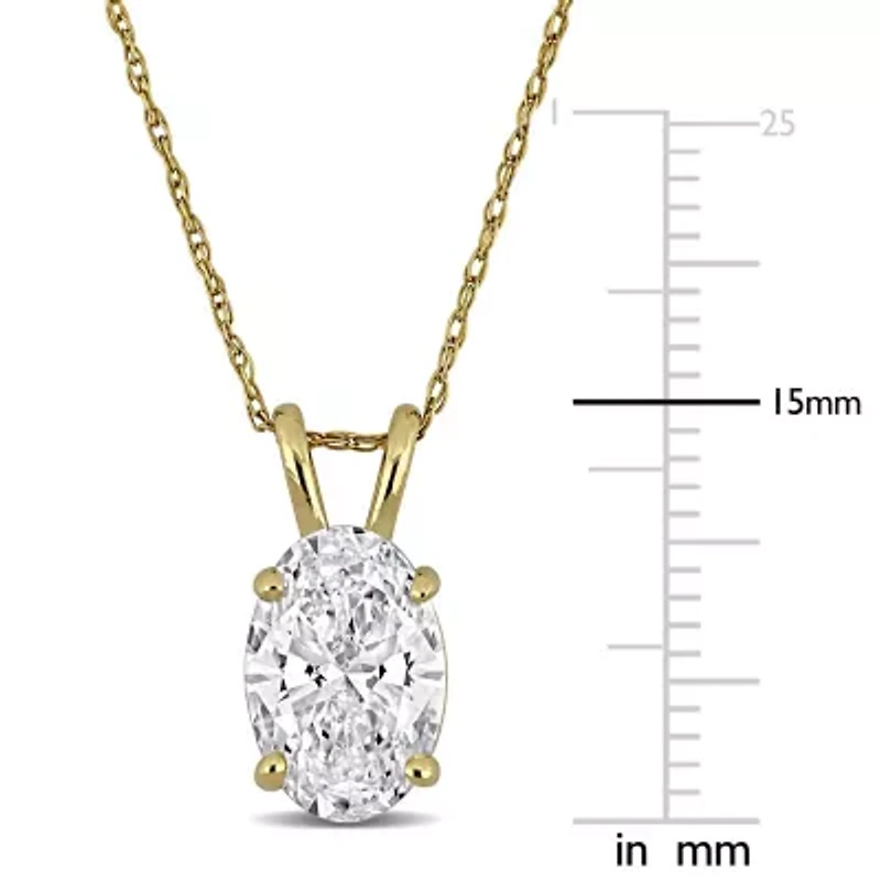 Lab Created Lab Grown Diamond Solitaire Pendant With Chain in 14k Yellow Gold, 17"
