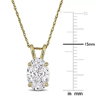 Lab Created Lab Grown Diamond Solitaire Pendant With Chain in 14k Yellow Gold, 17"