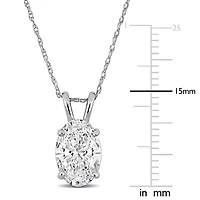 Lab Created Lab Grown Diamond Solitaire Pendant With Chain in 14k White Gold, 17"