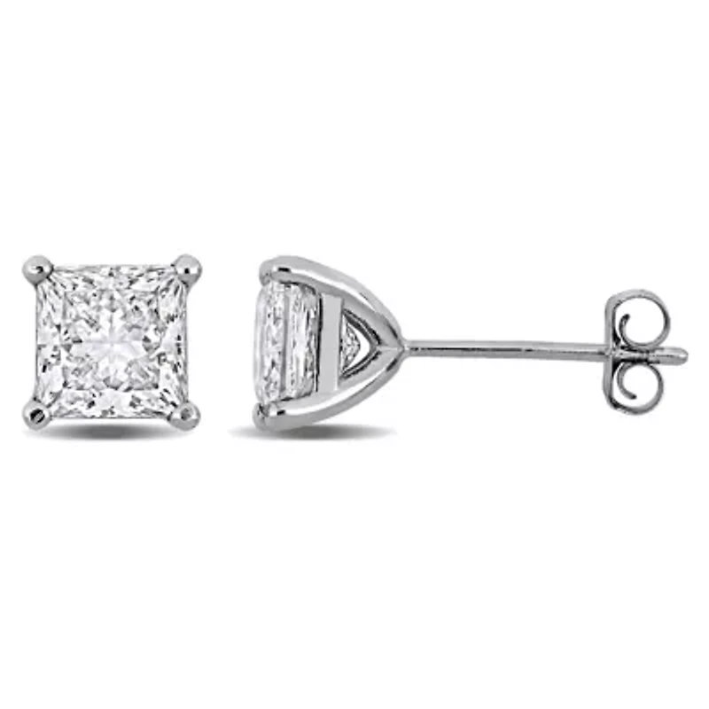 Lab Created Lab Grown Diamond Stud Earrings in 14k White Gold