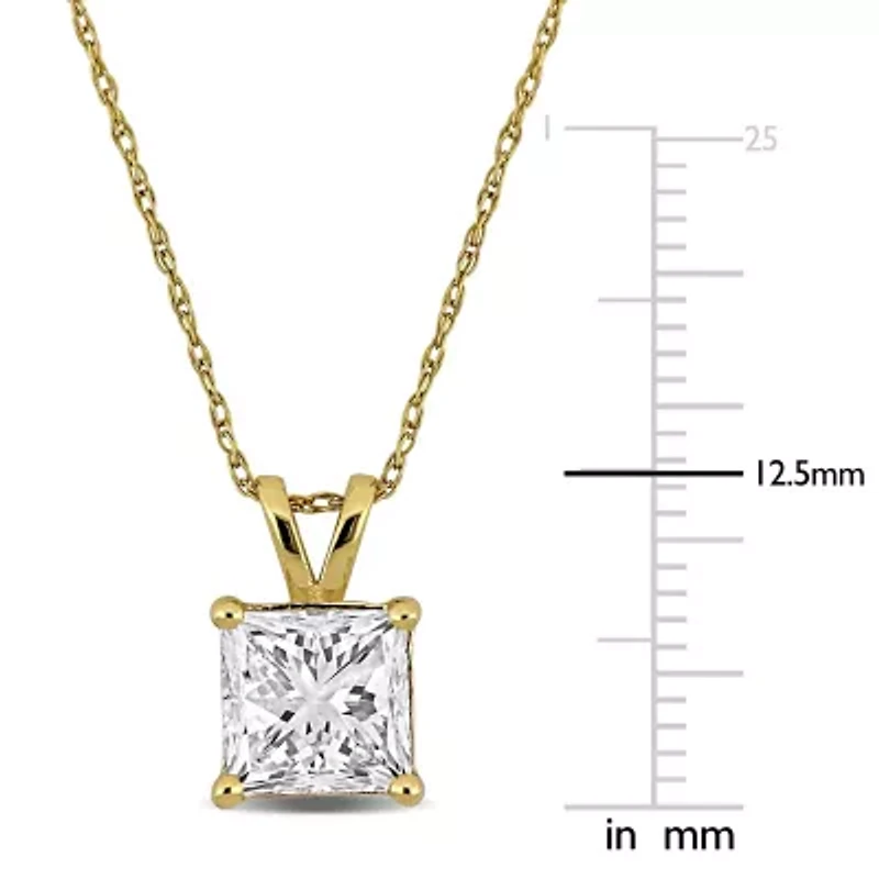 Lab Created Lab Grown Diamond Solitaire Pendant With Chain in 14k Yellow Gold, 17"