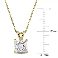 Lab Created Lab Grown Diamond Solitaire Pendant With Chain in 14k Yellow Gold, 17"