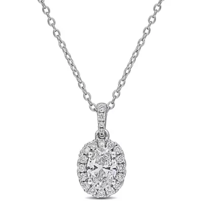Lab Created Lab Grown Diamonds Pendant With Chain in Sterling Silver, 17"