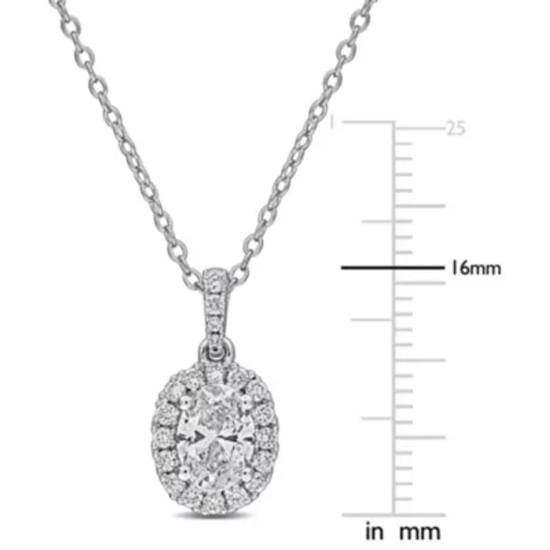 Lab Created Lab Grown Diamonds Pendant With Chain in Sterling Silver, 17"
