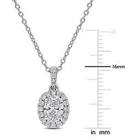 Lab Created Lab Grown Diamonds Pendant With Chain in Sterling Silver, 17"