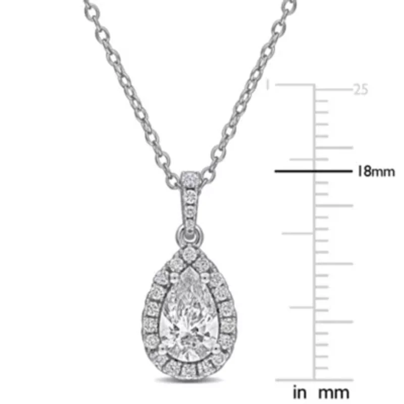 Lab Created Lab Grown Diamonds Pendant With Chain in Sterling Silver, 17"